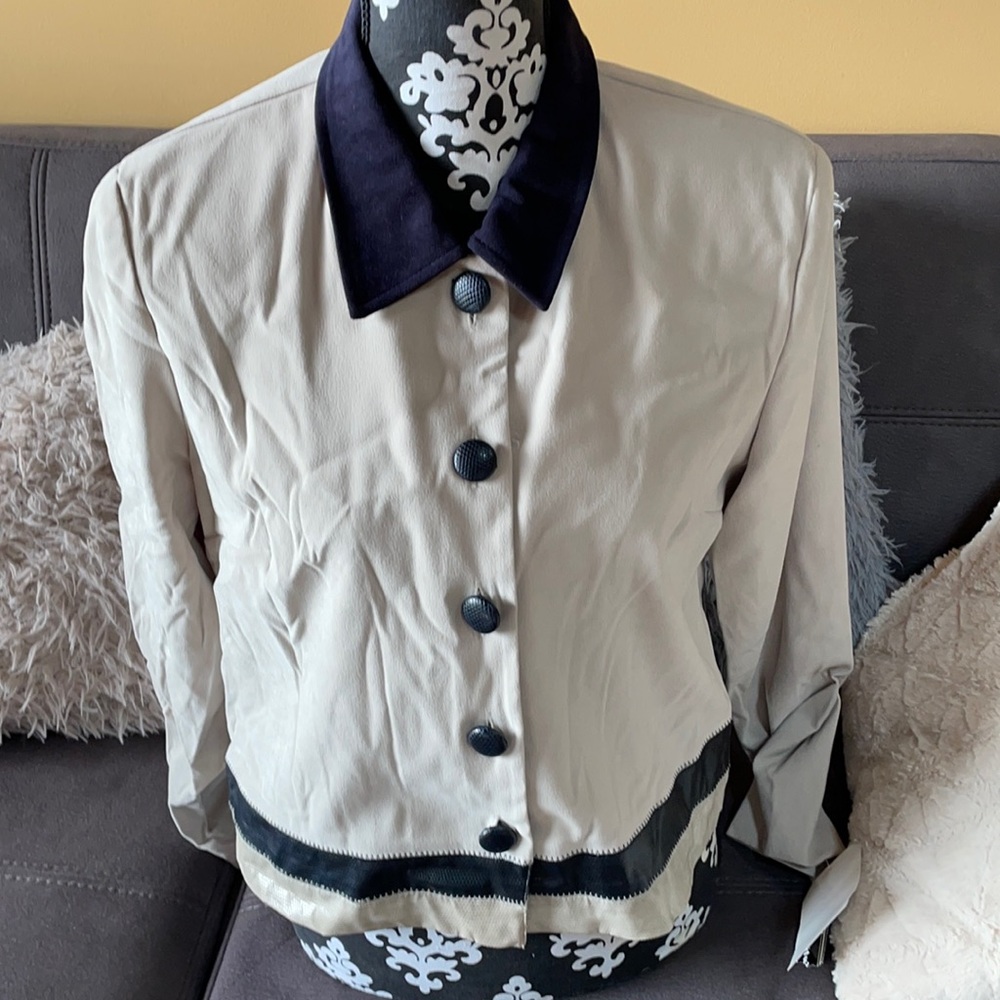 POSITIVE ATTITUDE Cream&Navy BlazerJacket Size 14